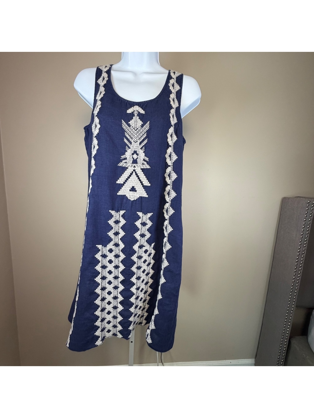 Johnny Was Blue Linen Dress size S